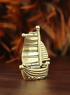 一帆风顺帆船黄铜金属工艺品船模微景观装饰摆件家居办公室装饰品