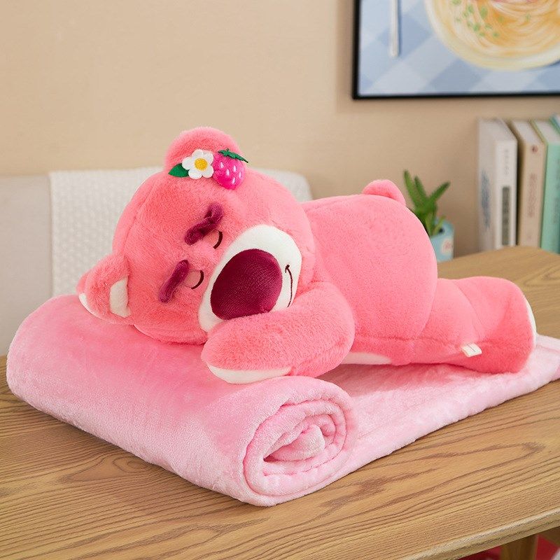 草莓熊毛毯抱枕空调被夏季沙发公仔 二合一毯子睡觉靠垫 毛绒,淘宝优惠券,粉丝福利购,淘宝优惠卷