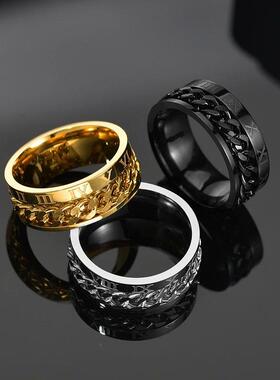 Cool Stainless Steel Rotatable Men Ring High Quality Spinner