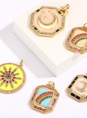 Enamel Painting Moon Star Charms for Jewelry Making Supplies