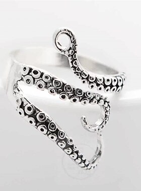 ( Titanium steel ring mens Retro Octopus claw ring titanium