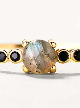Simple Natural African Labradorite Black Zirconium Combinabl