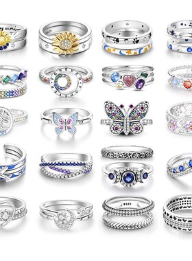 Summer Celestial Blue Sparkling Moon And Sun Ring For Women
