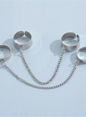 Punk Cool Hiphop Chain Rings Multi-layer Adjustable Open Fin