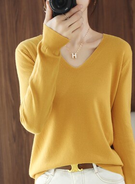 2021 autumn and winter new cashmere sweater V-neck pullover