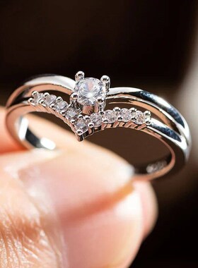 New Silver Color Cubic Zircon Engagement Classic Rings for W