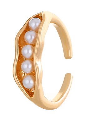 French Chic Ins Style Open Pea Pod Shaped Imitation Alloy In