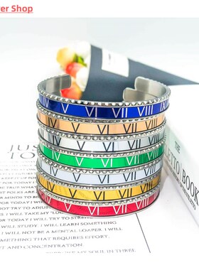 Classic Brand Enamel Bangles For Women Roman Numbers Bracele