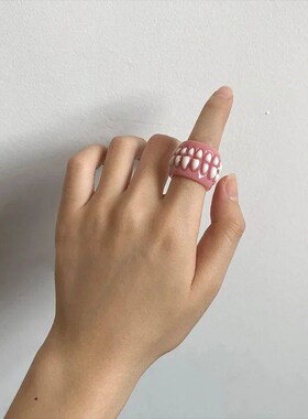 Lovely Resin Teeth Brackets Rings for Women Men New Creative