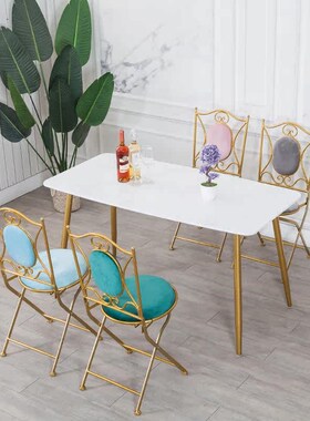 Iron Folding Chair Nordic Home Round Stool Cloth Chair Home