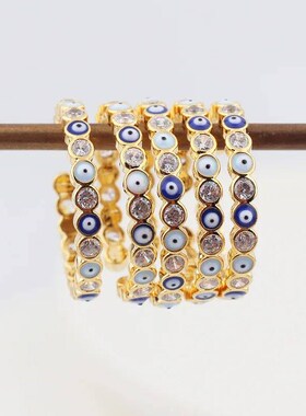 New Bohemia Lucky Turkish Blue Evil Eye Rings Dripping Oil O