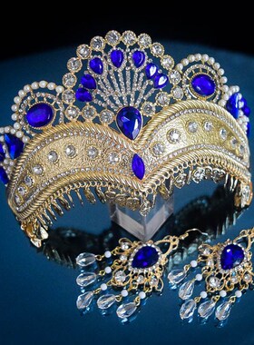 Bohemian Red/Blue Wedding Hair Crown Dance Performance Weddi