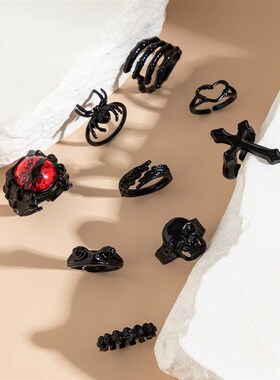 Halloween Punk Rings Set for Men Hip Hop StyleDark Rings Set