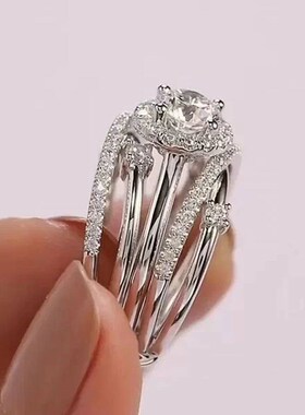 Huitan Luxury Wedding Rings for Women Fancy Cross Design Inl