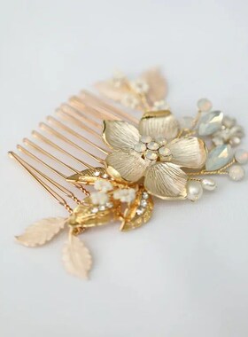 High Quality Metal Flower Bridal Comb White Enamel Wedding H