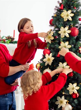 Glitter Artificial Flowers Christmas Decorations Xmas ree Or