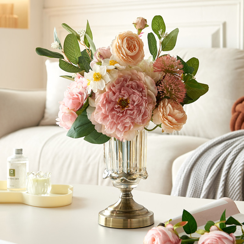高档仿真花束客厅假花艺摆设餐桌电视柜玄关摆件插花干花装饰花瓶,淘宝优惠券,粉丝福利购,淘宝优惠卷