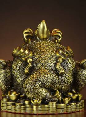 黄铜金摆件独角蟾三00007独足蟾家居店铺角金蟾蟾金金蝉八卦金蟾