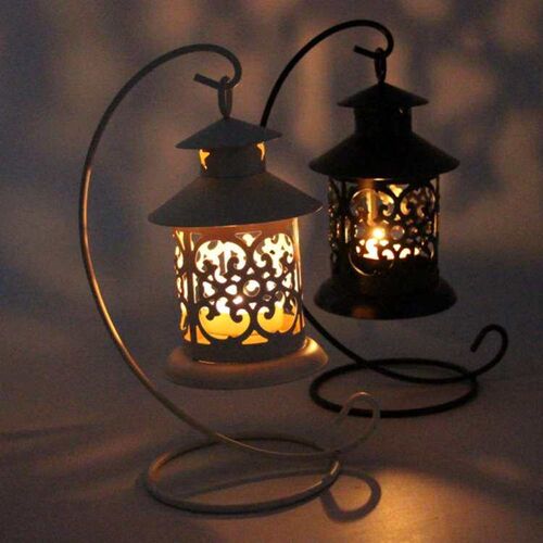 Metal iron hollow candle holder Romantic wedding candle hold - 图1