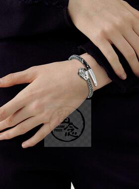 。Qinuo leopard copper snake head Brlet inlaid with stone br