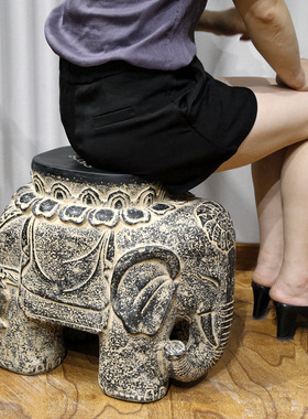大象换鞋凳招财创意客厅大象中式乔迁礼品落地摆件坐凳花盆墩