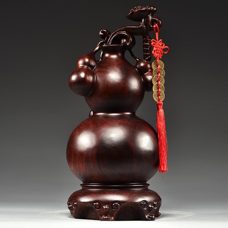 黑檀木雕如意葫芦摆件实木家居客厅电视柜中式装饰乔迁送礼工艺品,淘宝优惠券,粉丝福利购,淘宝优惠卷