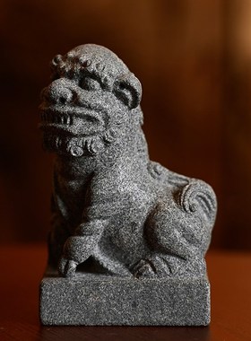 尚古石器狮子摆件一对石头大小号中式家居书房办公装饰品工艺礼品