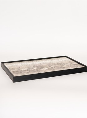 MOON慕空间样板房衣帽间梳妆台皮革布料托盘摆件展厅客厅软装饰品