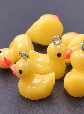 10/30/50/100pcs/Lot Yellow 3D Duck Resin Charms Cute Animal