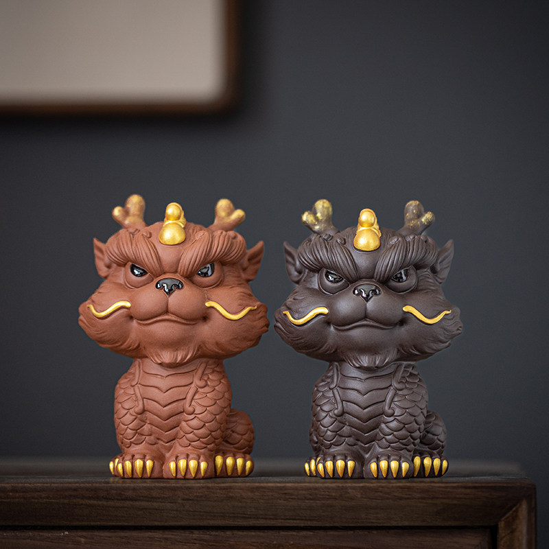 紫砂招财貔貅摆件一对家用客厅博古架办公室茶桌面茶宠装饰工艺礼,淘宝优惠券,粉丝福利购,淘宝优惠卷