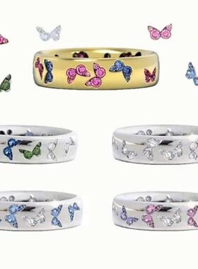 Exquisite Colorful Butterfly Rings for Women Crystal Rhinest