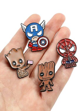 6 Pcs Creative Spider Man Brooch Set Handsome Robert Bruce B