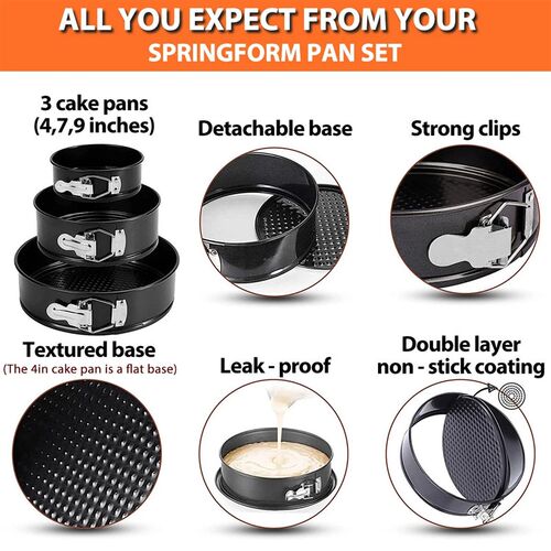 1PC, 3PCS Cake Pan Set, Round Nonstick Baking Pans Spring Fo - 图2