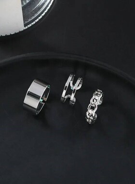 10Pcs Punk Simple Rings Set Silver Color Geometric Hollw Wid