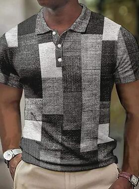 Vintage Men's Polo Shirt D Printed Shirts Casual Short