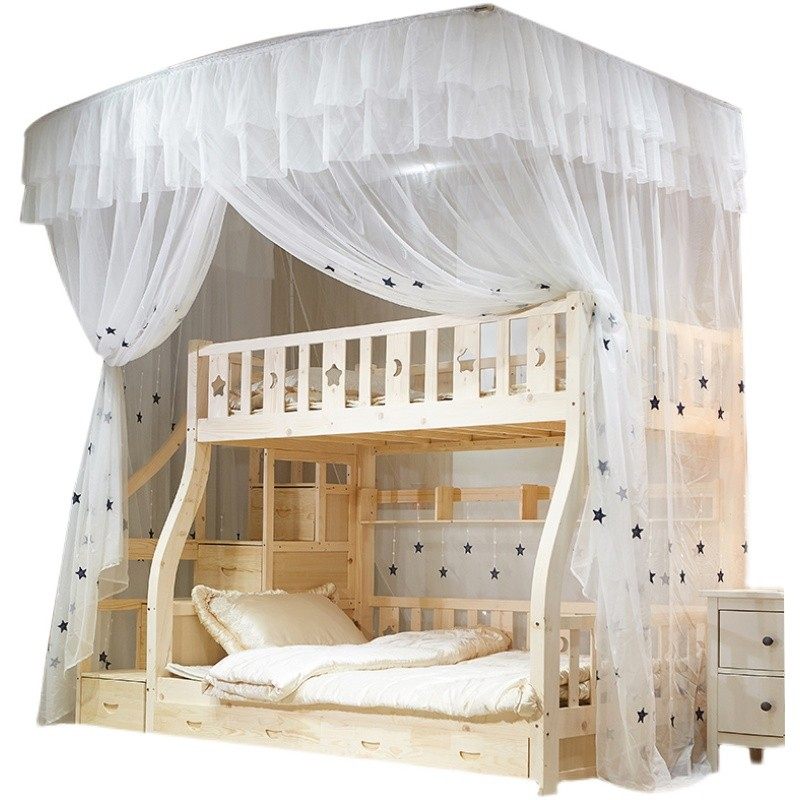 子母床蚊帐儿童上下铺层高低床一体式新款家用U型伸缩白色纱帐,淘宝优惠券,粉丝福利购,淘宝优惠卷