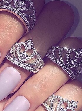 2022 New Fashion Crown Shape Rhinestone Crystal Rings for