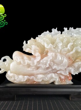 天然玉石招财白菜摆件客厅酒柜装饰品办公室摆设店铺开业商务礼品