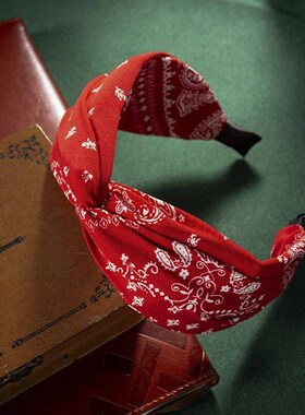 Fashion Cotton Cashew Flowers Printing Soft Wide Hairhoop Ha