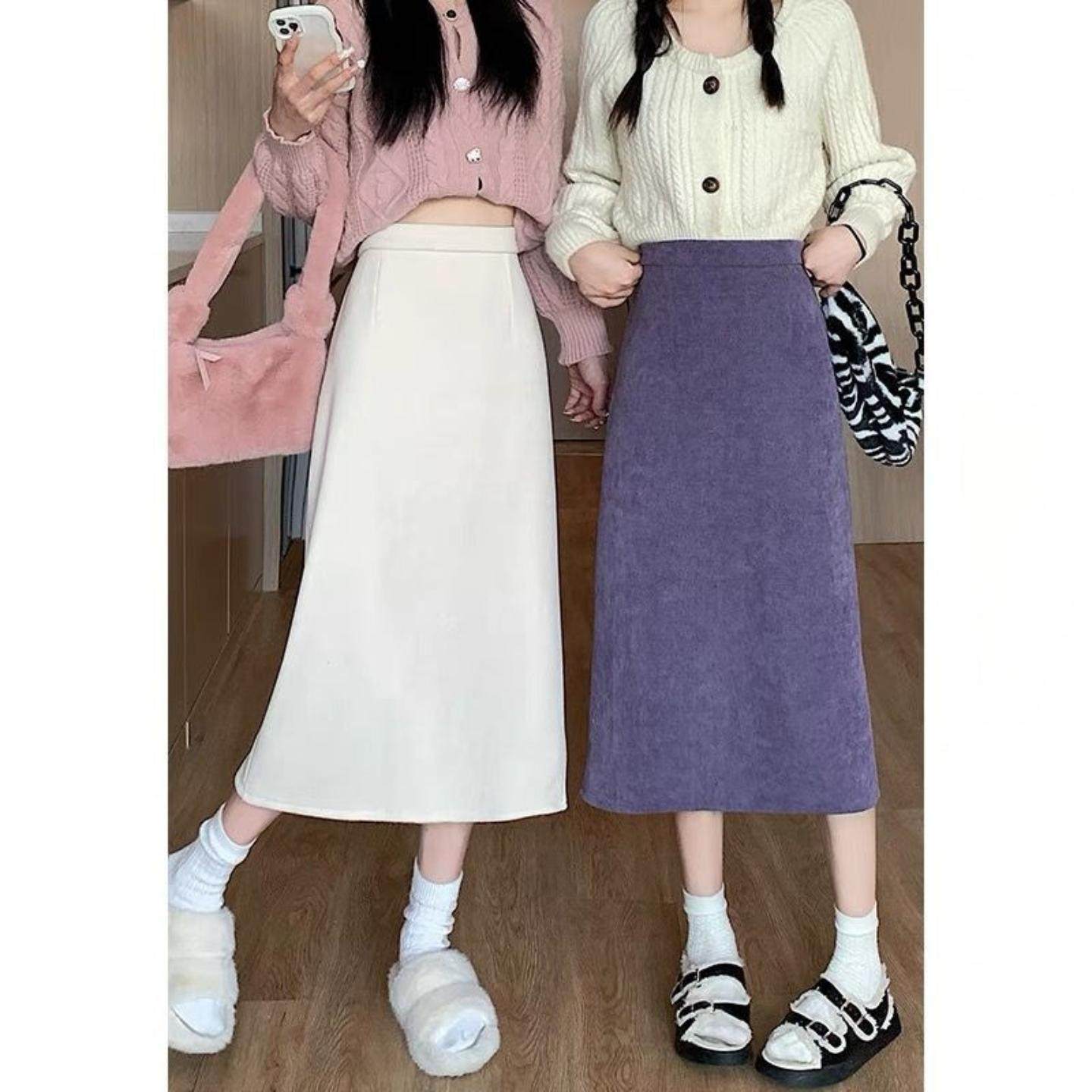 灯芯绒加绒加厚半身裙女秋冬高腰包臀裙a字长裙子冬季配毛衣半裙,淘宝优惠券,粉丝福利购,淘宝优惠卷