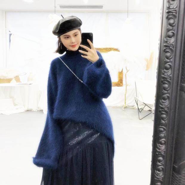 新款长毛水貂绒毛衣女套头半高领韩版宽松喇叭袖中长款外套3098,淘宝优惠券,粉丝福利购,淘宝优惠卷