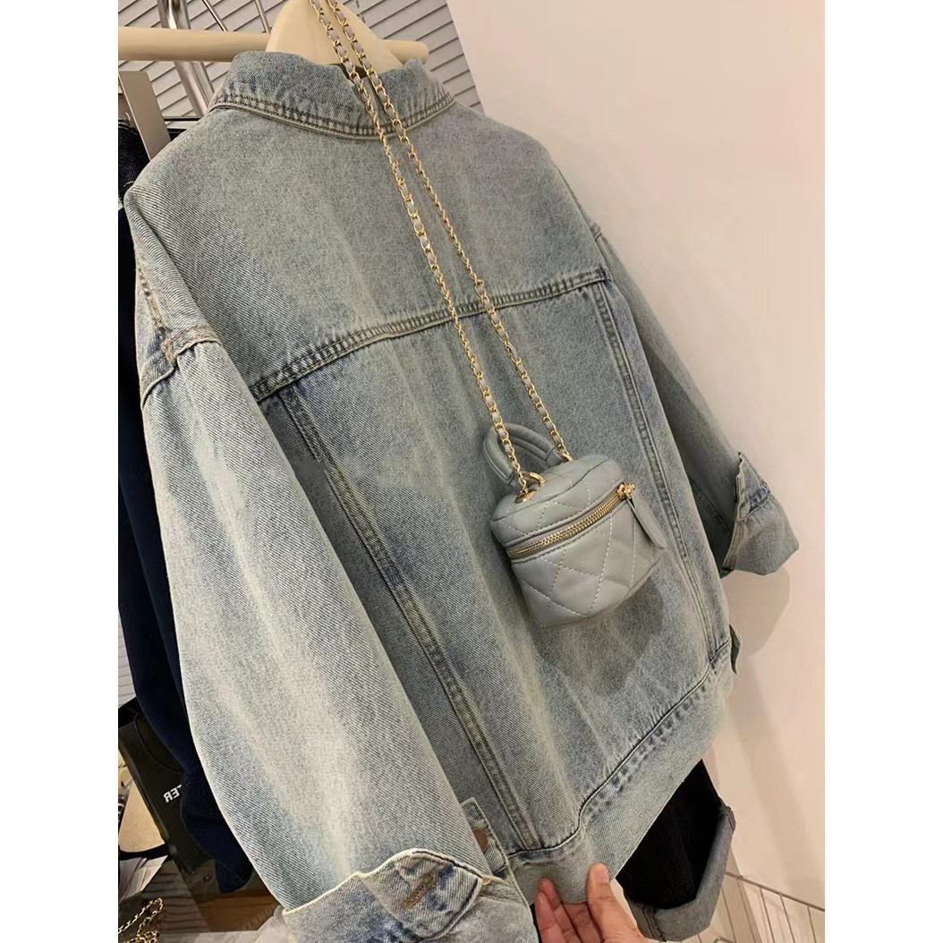 高级感法式浅蓝色牛仔外套女韩版ins潮别致帅气短款夹克工装上衣,淘宝优惠券,粉丝福利购,淘宝优惠卷