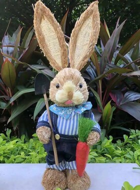 1/2Pcs Easter Cute Straw Bunny Decorations Rustic Home Decor