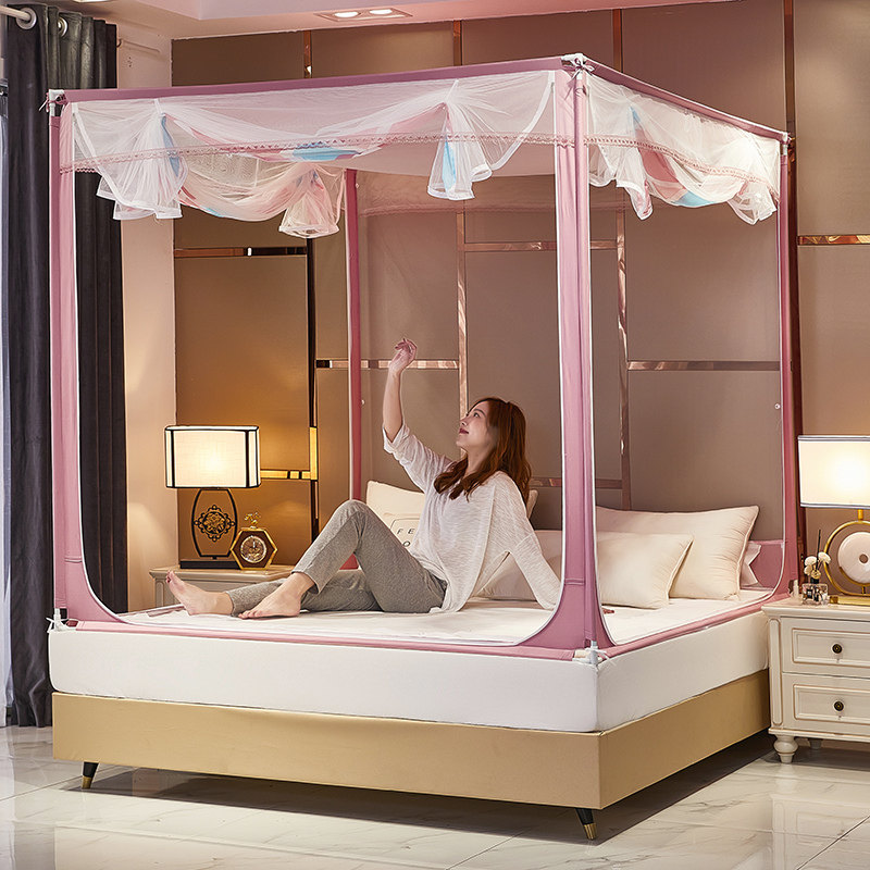 新款防尘顶蚊帐u型三开门拉链蒙古包家用儿童纹帐1.8米床笠款,淘宝优惠券,粉丝福利购,淘宝优惠卷