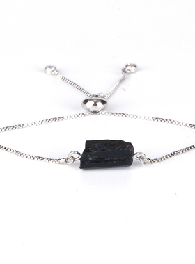 Natutal Raw Rough Black Tourmaline Beads 6mm Round Hematite