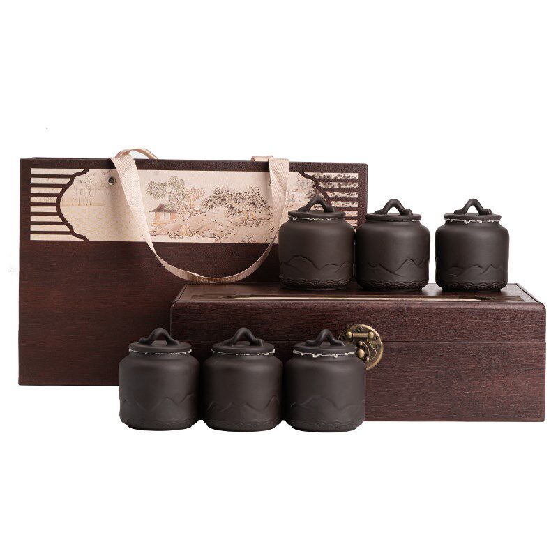 高档复古茶叶礼盒空盒紫砂六小罐碎银子正山小种金骏眉包装盒定制,淘宝优惠券,粉丝福利购,淘宝优惠卷