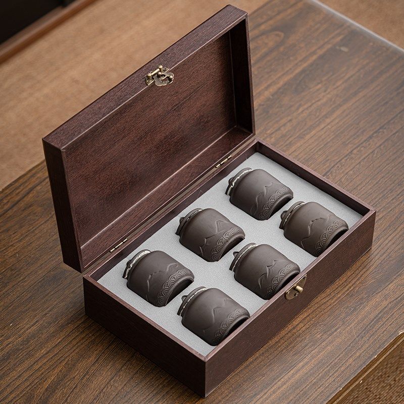 高档复古茶叶礼盒空盒紫砂六小罐碎银子正山小种金骏眉包装盒定制,淘宝优惠券,粉丝福利购,淘宝优惠卷