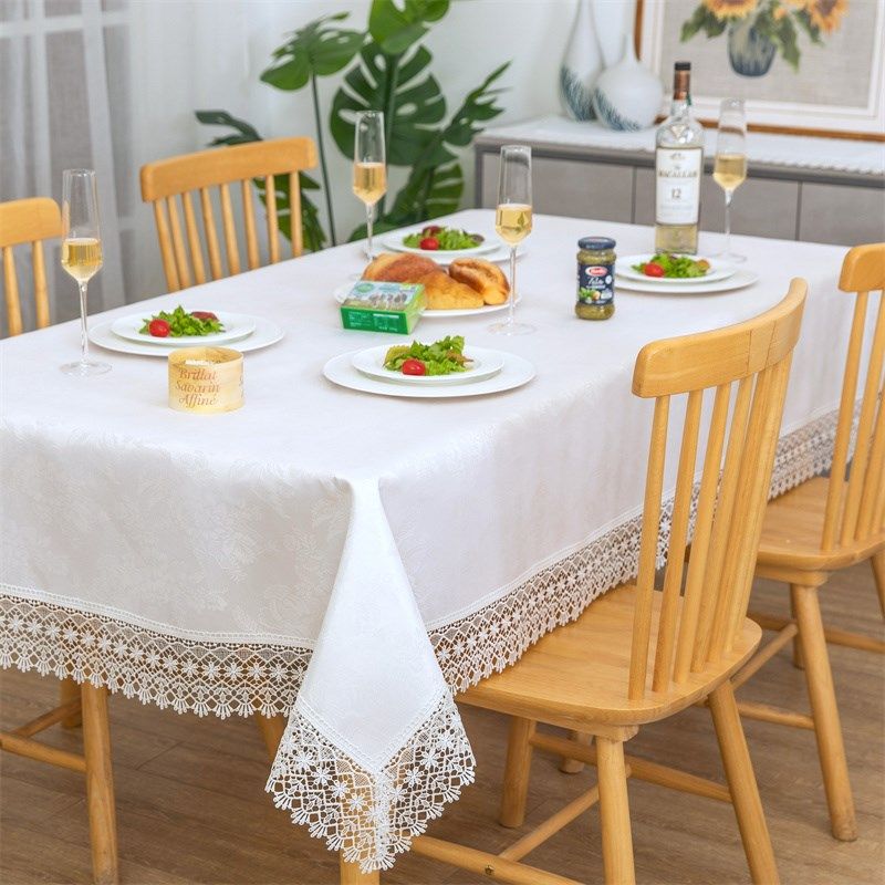 防水防油免洗欧式白色蕾丝花边提花贡缎茶几圆桌布盖巾布艺餐桌布,淘宝优惠券,粉丝福利购,淘宝优惠卷