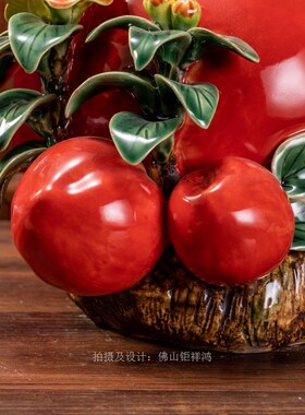 福寿全寿桃石湾公仔陶瓷工艺品摆件精品家居餐厅卧室装饰祝寿礼