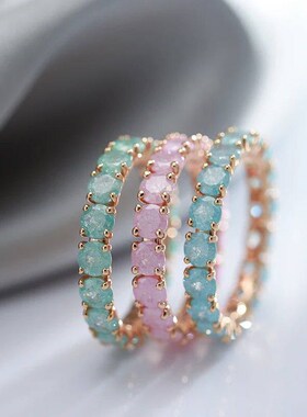 Kinel New Emerald Round Cut Zircon Ring for Women Luxury 585